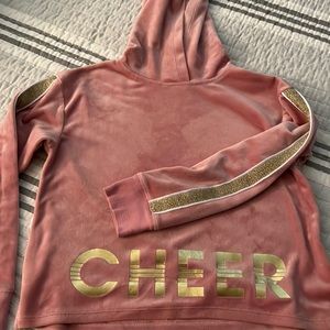 Justice pink velvet size 8 cheer hoodie